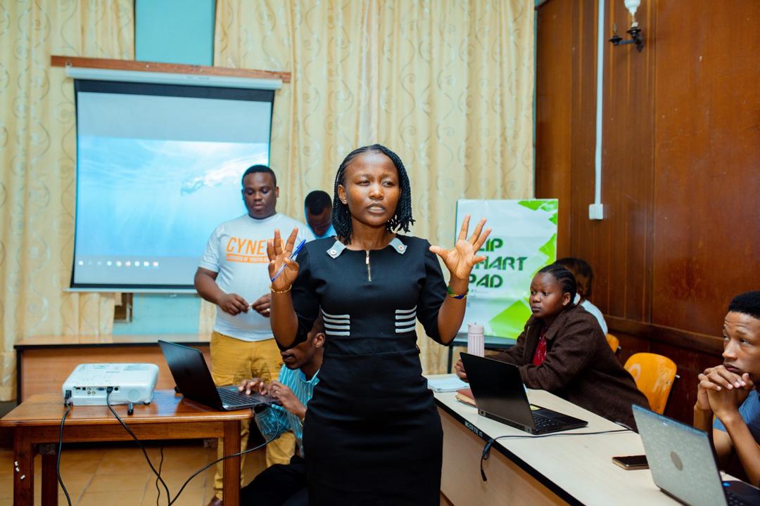 Dynamic professional speaking with an intense, authentic expression during a keynote.
